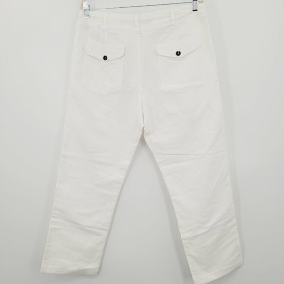 H&M LOGG. White Linen Blend High Waisted Ankle Pant - Picture 6 of 13